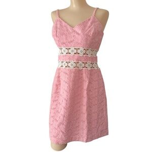 Lilly Pulitzer Pink Crochet Daisies Dress Size 6
